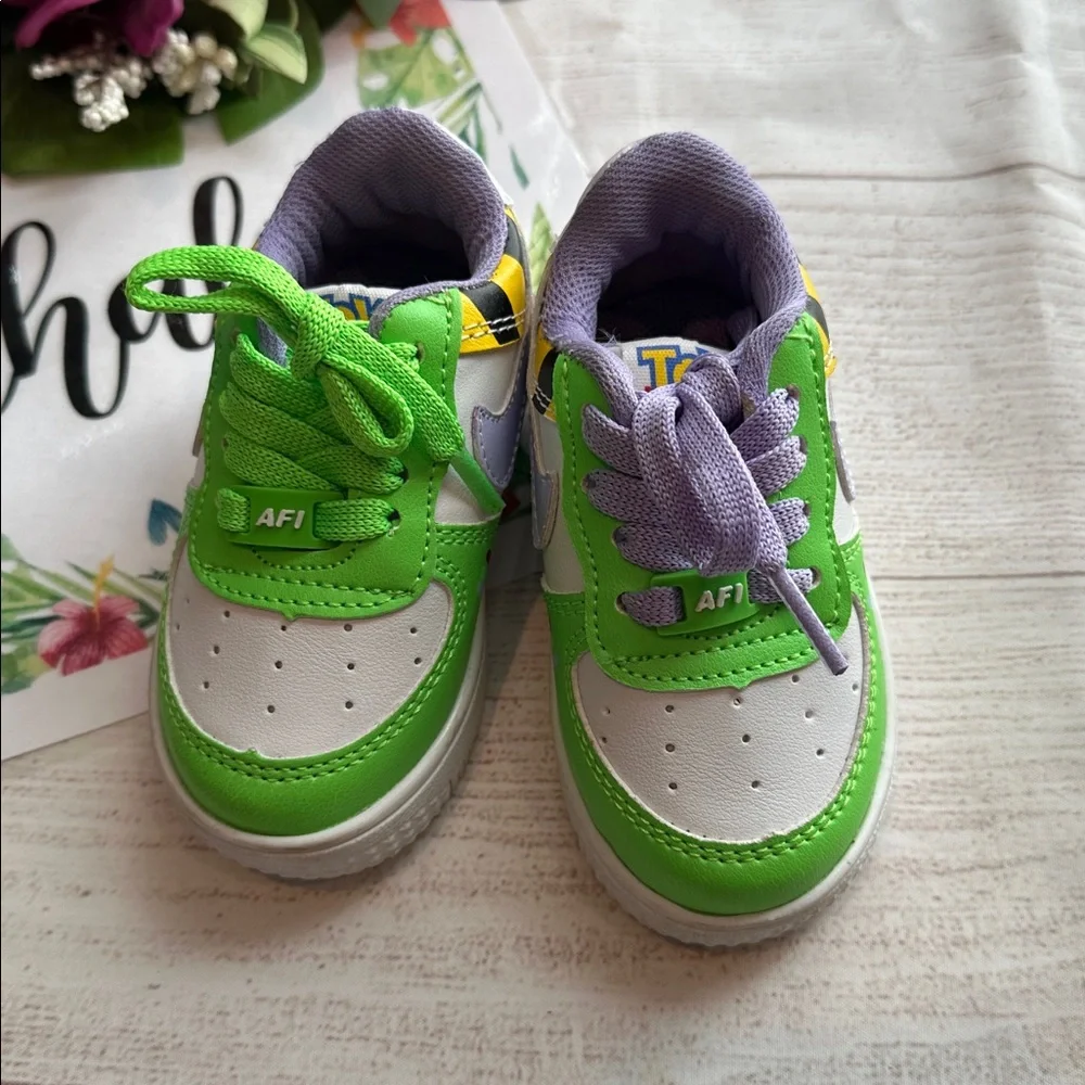 Buzz Lightyear Air Force 1 Green and White Baby Sneakers